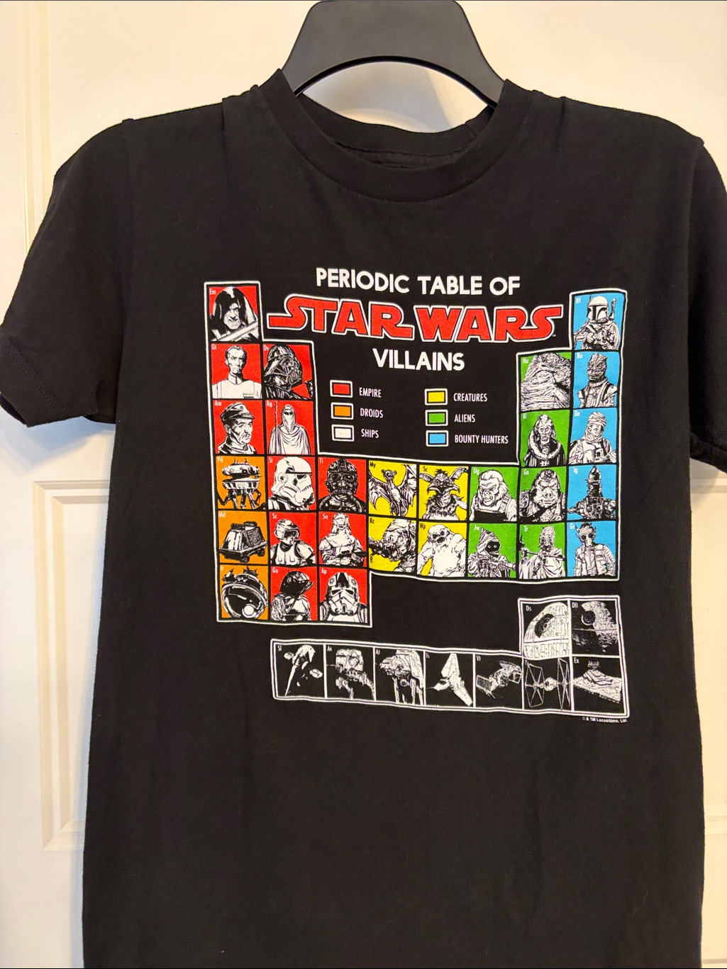 Star Wars Black Short Sleeve Tee With Multicolor Periodic Table Graphic